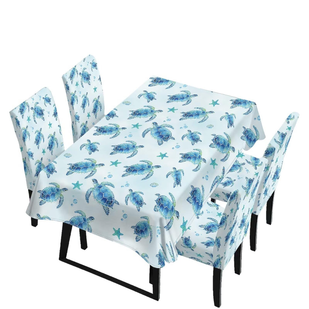 Thanksgiving Themed Dining Room Chair Cover and Tablecloths 5 Packs, Fall Leaf Print Kitchen Chair Seat Slipcovers Anti-Wrinkle Table Protector for Thanksgiving Day Party