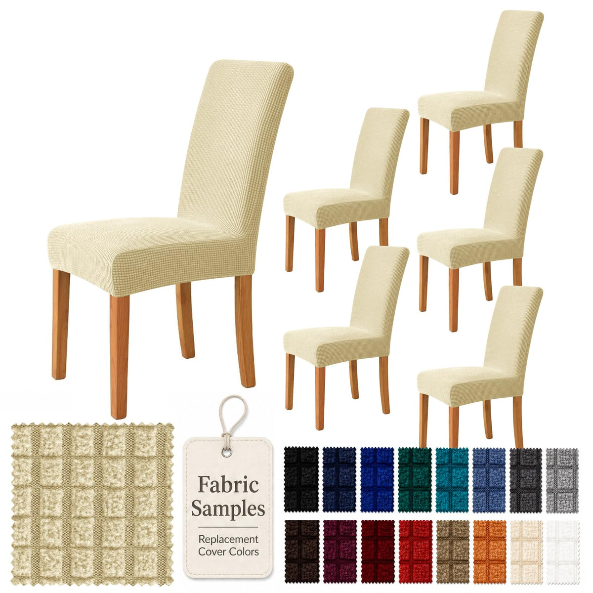 YEMYHOM 2 Packs Latest Checkered Dining Chair Slipcover Parsons Chair Furniture Protector Stretch Chair Covers for Dining Room, Restaurant, Kitchen, Party (Light Gray)