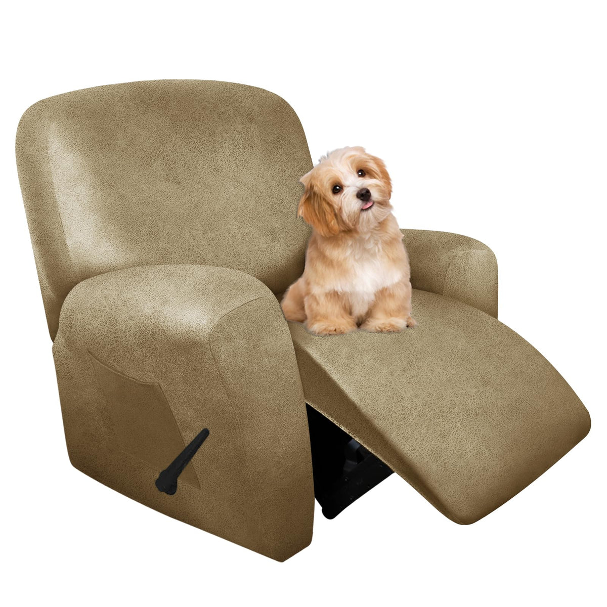 molasofa Leather Like Additional Recliner Console Cover for Reclining Loveseat Covers Stretch Jacquard Middle Consolefor Recliner Couch(Dark Brown)