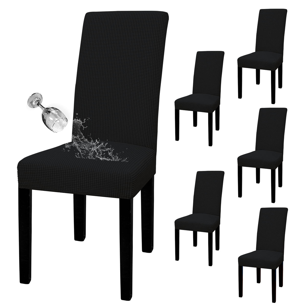 Easy-Going 100% Waterproof Dining Room Chair Covers Set of 6, Large