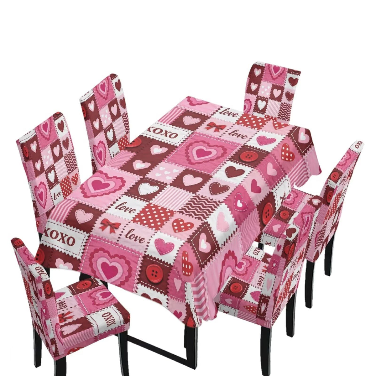 5 Pack Dining Table Cloth Rectangle 4 Seater Includes Kitchen Chair Covers, Stretch Seat Covers for Dining Chairs Anti-dust Washable Table Protector, Tribe Aztec Geometry Print