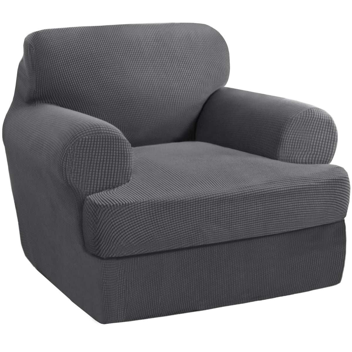 PrinceDeco T Cushion Loveseat Slipcover - 3 Pieces Sofa Cover for 2 Cushion Couch with 2 Individual T Shape Seat Covers Width Up to 76 Inch - Stretch, Machine Washable, Porcelain
