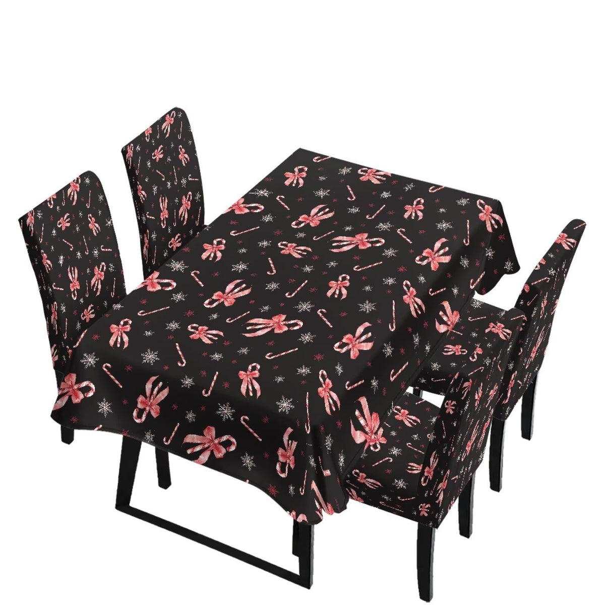 Poinsettia Dining Table & Chair Cover Set for Christmas, Stretch