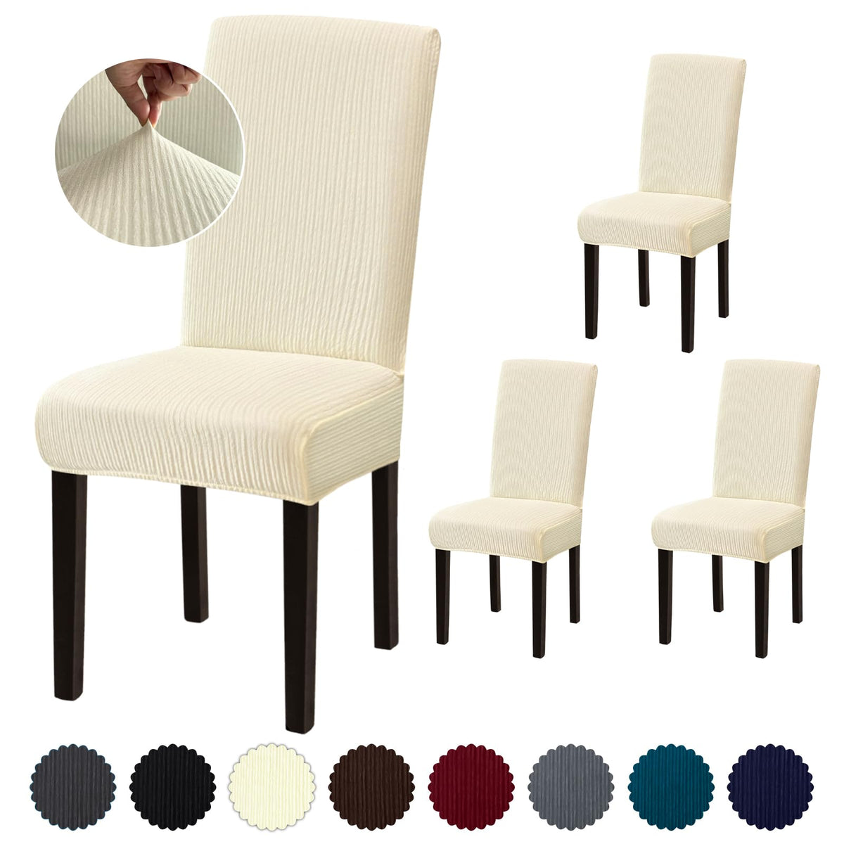 Stretch Dining Room Chair Covers Set of 6, Removable Washable Chair Covers for Dining Chairs,Dining Room, Hotel, Ceremony