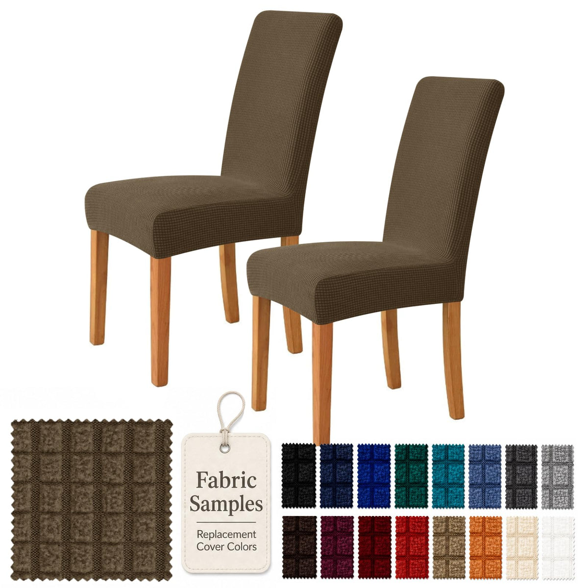 YEMYHOM 2 Packs Latest Checkered Dining Chair Slipcover Parsons Chair Furniture Protector Stretch Chair Covers for Dining Room, Restaurant, Kitchen, Party (Light Gray)