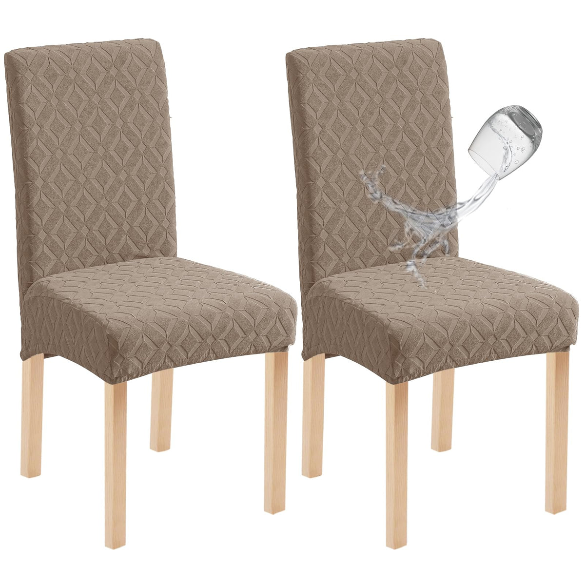 Genina Waterproof Dining Chair Covers Set of 4, Stretch Chair Slipcovers