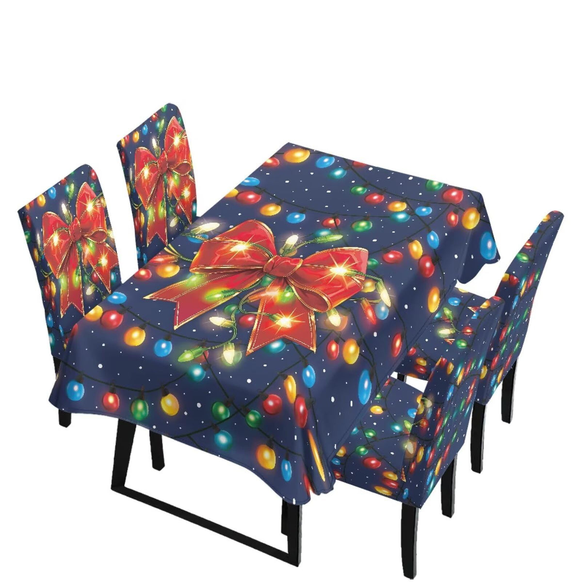 Poinsettia Dining Table & Chair Cover Set for Christmas, Stretch