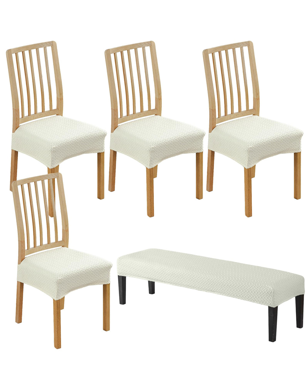 CRFATOP Dining Chair Seat Covers Set of 4 with Stretch Bench Slipcover,04