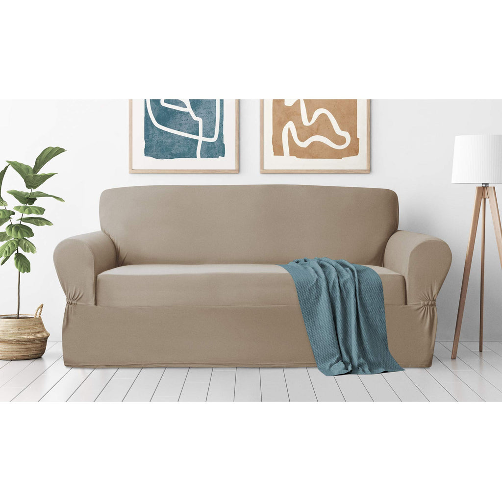 Zenna Home, Chocolate/Brown Furniture Cover: Stretch Plush 1-Piece Loveseat Slipcover (EFCLSTCH)