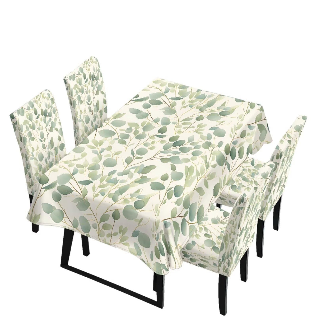 Fitted Tablecloth with Chair Covers Set,Christmas Candle Washable Dining Room Chair Covers Set of 4/6 with Farmhouse Table Cover for Home Hotel Restaurant, 5pcs/7pcs