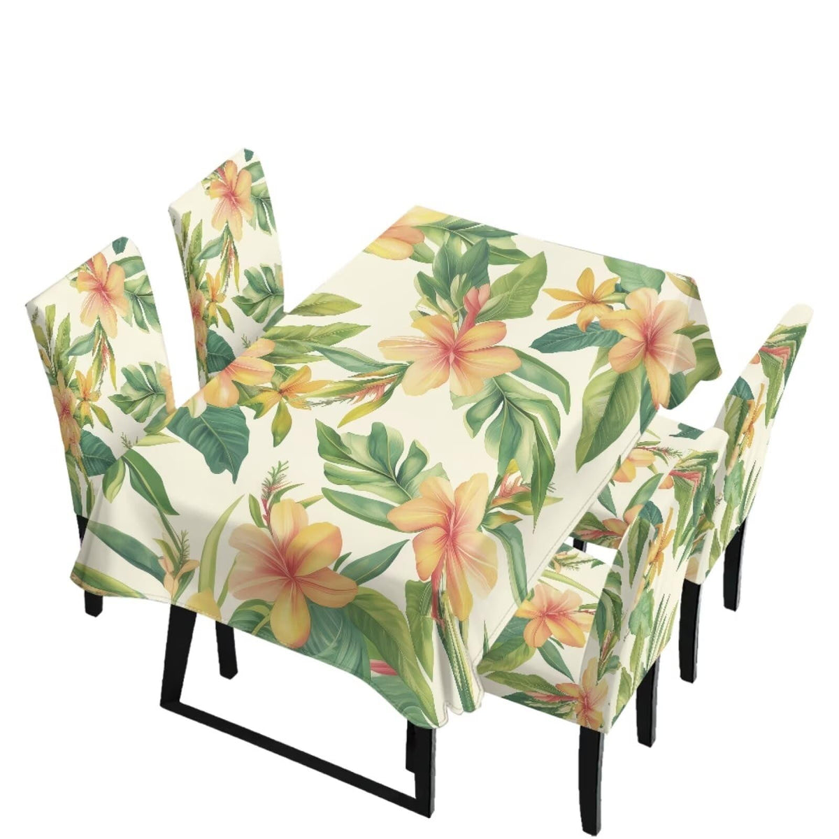 5 Pack Dining Table Cloth Rectangle 4 Seater Includes Kitchen Chair Covers, Stretch Seat Covers for Dining Chairs Anti-dust Washable Table Protector, Tribe Aztec Geometry Print