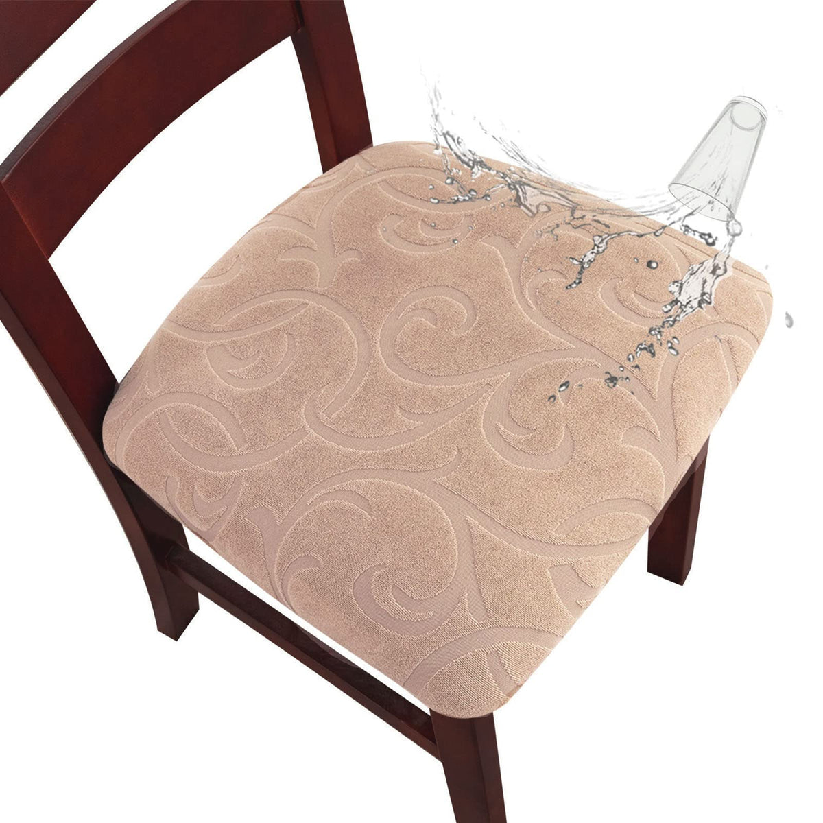 Genina Chair Seat Covers Waterproof Dining Room Chair Covers, 4 Pack