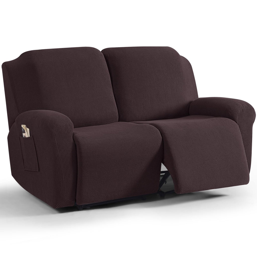 TAOCOCO Stretch Loveseat Recliner Covers 6 Piece, Charcoal Grey