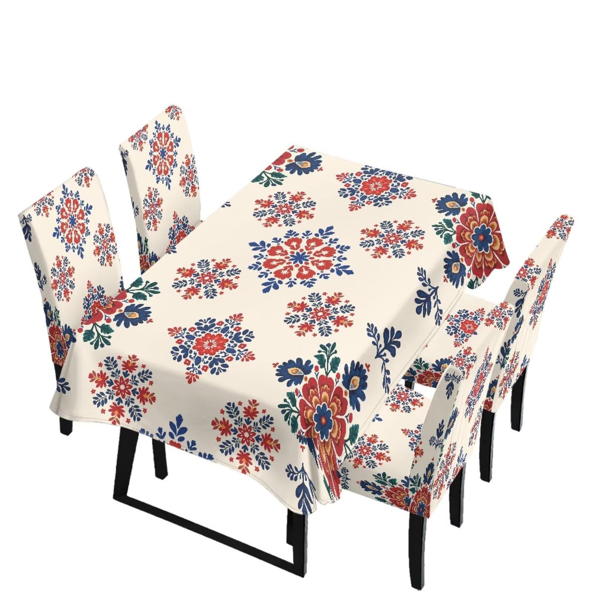 Light Grey 7 Pcs Tablecloth and Chair Covers Set Removable Chair Covers Set of 6 with Table Cover for Dining Room Washable Furniture Protector for Family Gathering Potluck