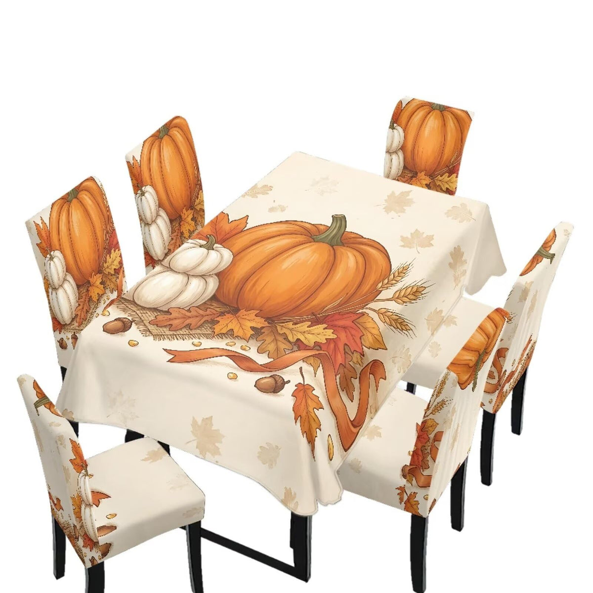 Thanksgiving Rectangle Table Cloth with Dining Chair Cover