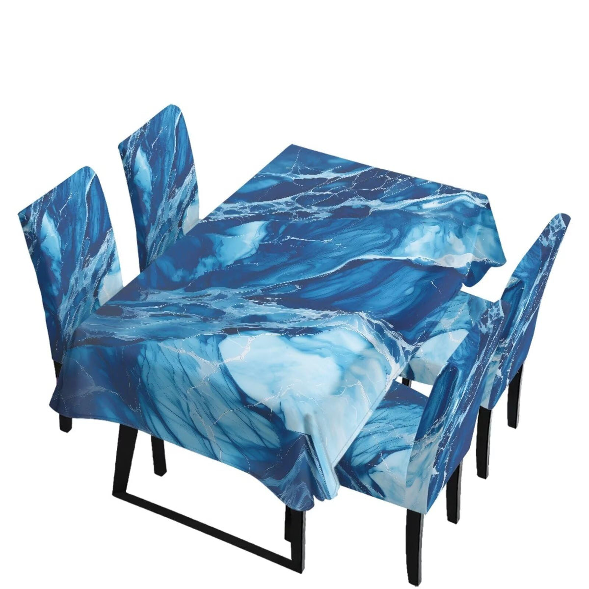 Palm Leaves Rectangular Table Cloth & Dining Chair Covers Set of 5, Stain Resistant Wipeable Chair Protectors for Farmhouse Rustic Home Kitchen Party Decor
