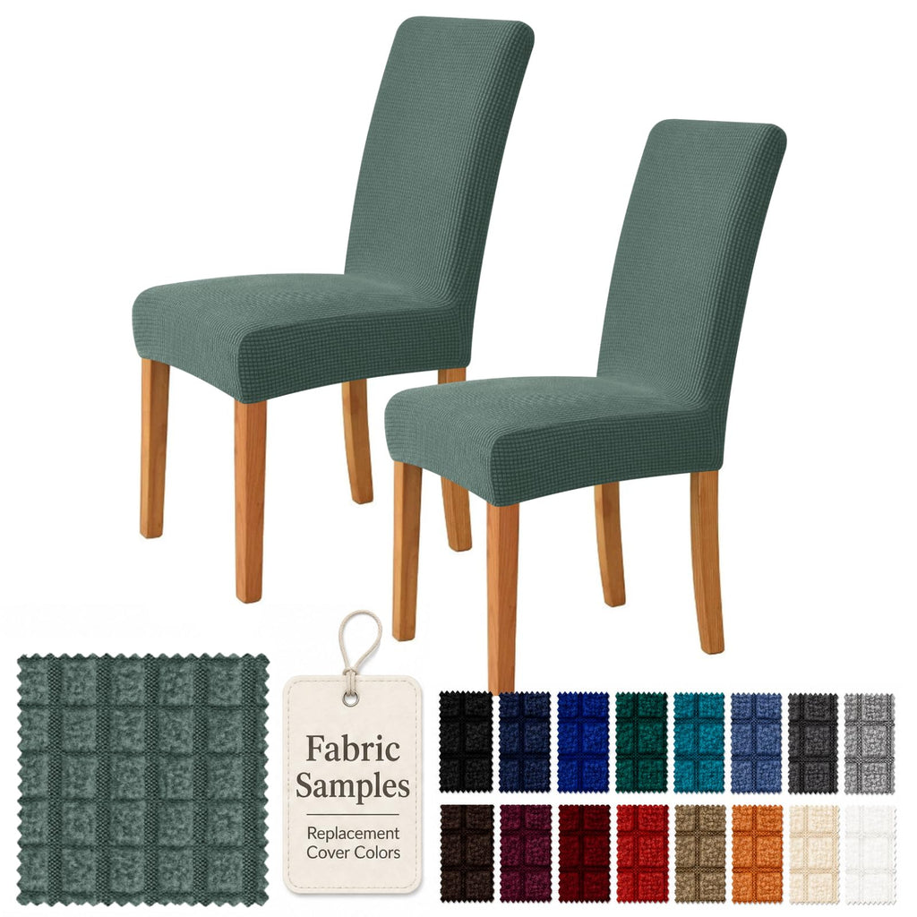 YEMYHOM 2 Packs Latest Checkered Dining Chair Slipcover Parsons Chair Furniture Protector Stretch Chair Covers for Dining Room, Restaurant, Kitchen, Party (Light Gray)