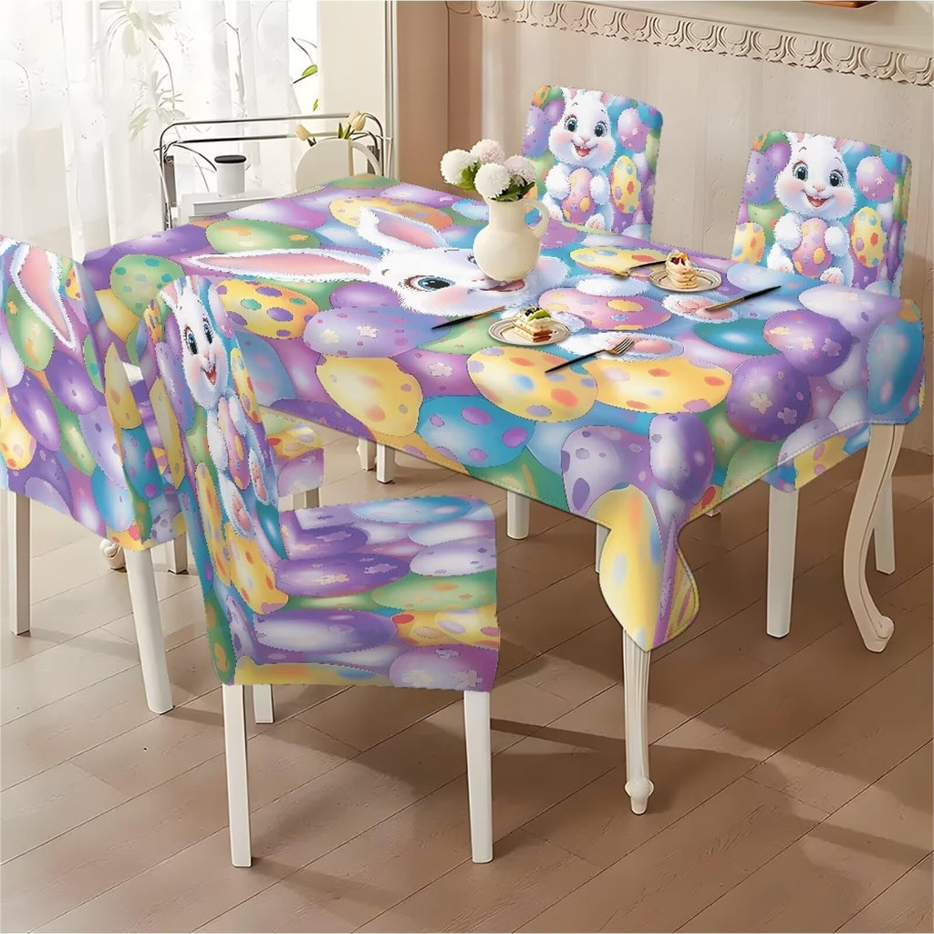 ZDCUSTOM St Patricks Day Table Cloth and Chair Cover Set of 4 Green Tablecloths Rectangular Festive Chair Covers for Dining Chairs St. Patrick’s Day Decoration