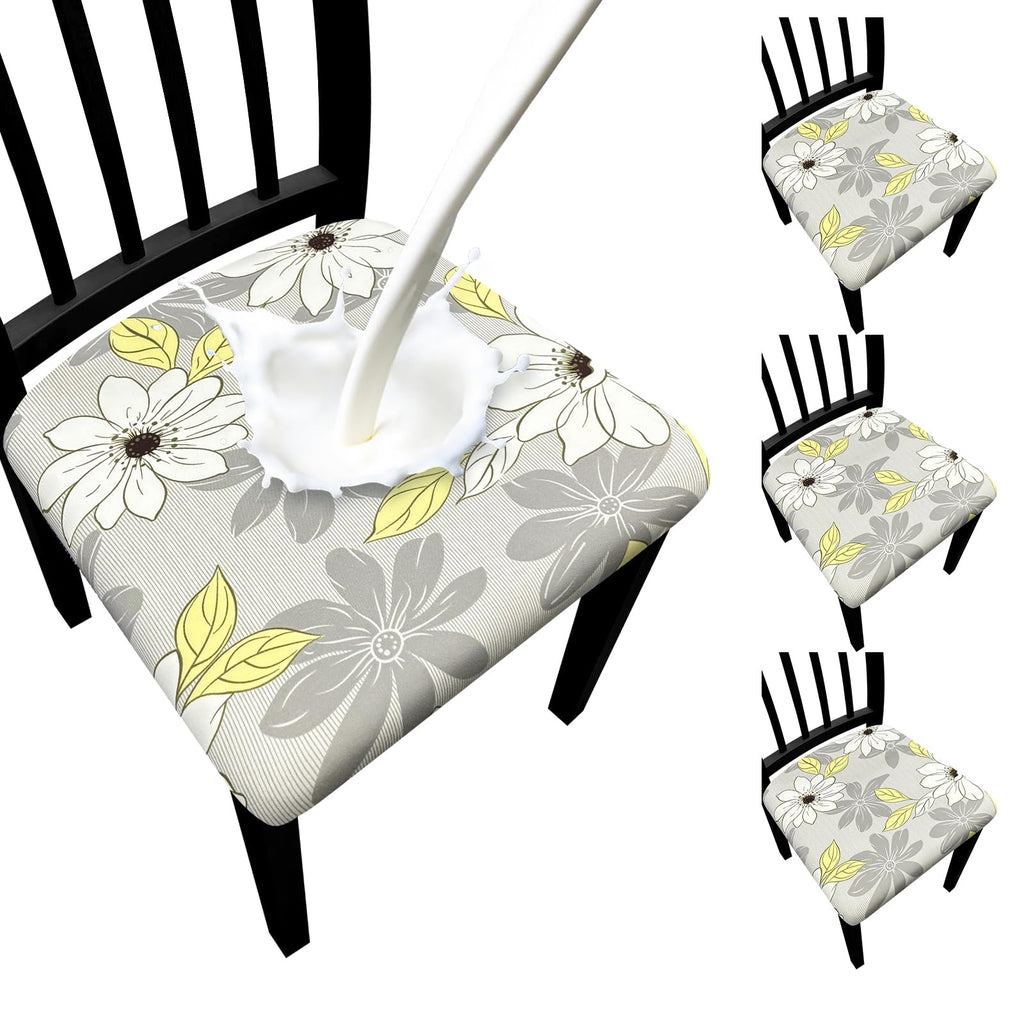 Waterproof Dining Chair Seat Covers Set of 6, Stretch Removable Dining Room Seat Covers for Dining Chairs, Kitchen, Hotel, Party