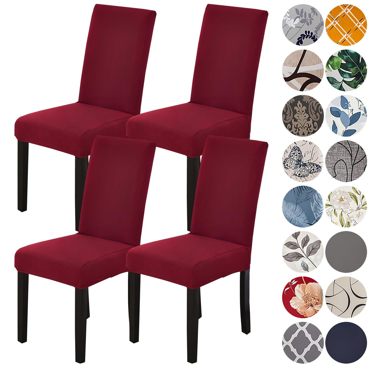 HZDHCLH Dining Chair Covers Set of 4 Stretch Chair Slipcovers Washable