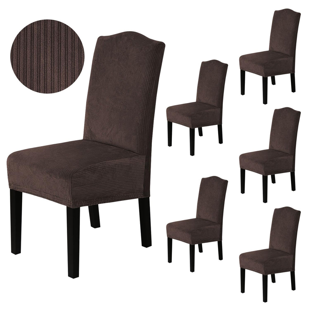 H.VERSAILTEX Dining Chair Covers Velvet Stretch Chair Covers for Dining Room Set of 6 Parson Chair Slipcovers Chair Protectors Covers, Soft Thick Solid Velvet Fabric Washable, Ivory