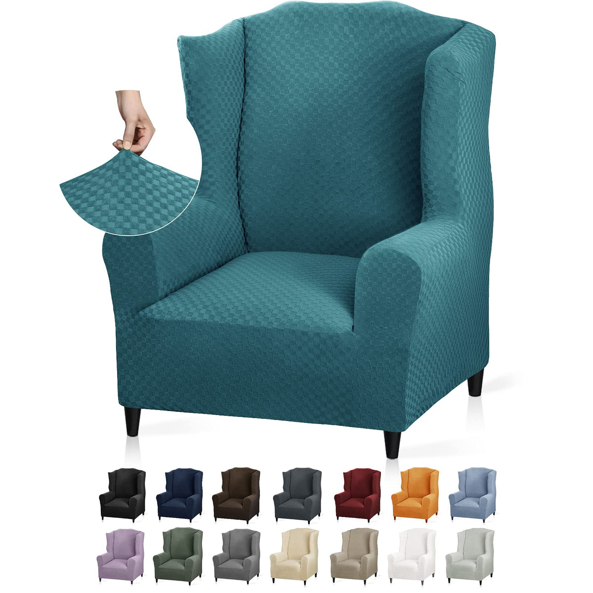 YEMYHOM 2 Packs Latest Checkered Dining Chair Slipcover Parsons Chair Furniture Protector Stretch Chair Covers for Dining Room, Restaurant, Kitchen, Party (Light Gray)