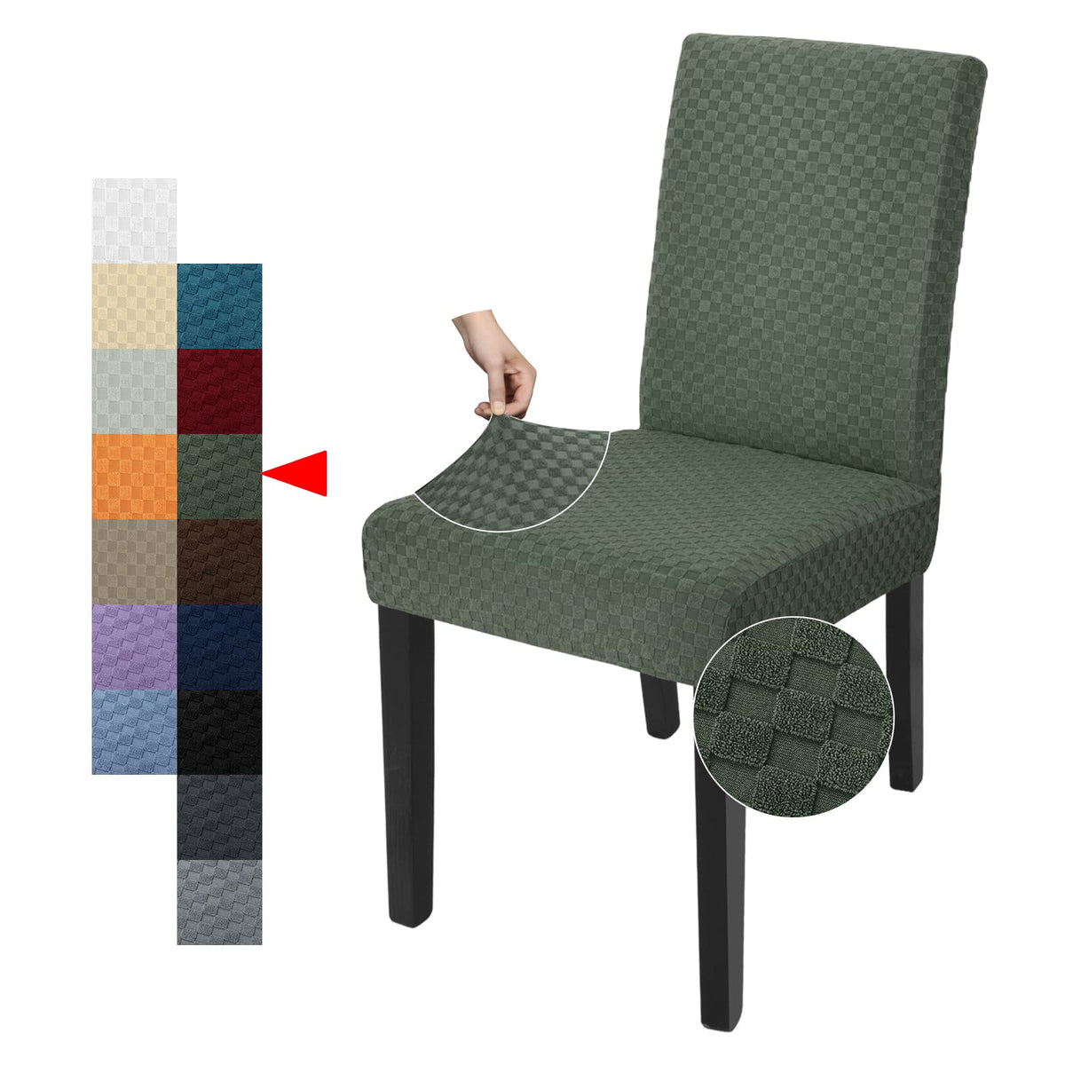 YEMYHOM 2 Packs Latest Checkered Dining Chair Slipcover Parsons Chair Furniture Protector Stretch Chair Covers for Dining Room, Restaurant, Kitchen, Party (Light Gray)