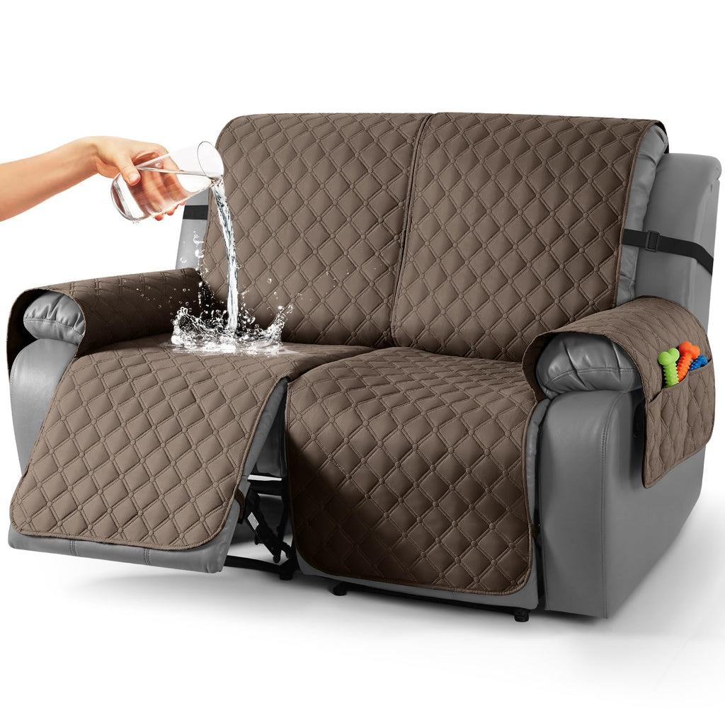 TAOCOCO 100% Waterproof Loveseat Recliner Covers Reversible, Charcoal Gray