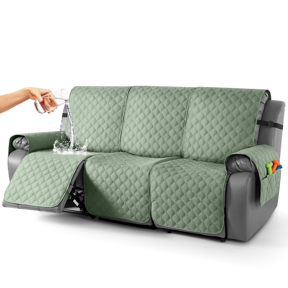 TAOCOCO 100% Waterproof Loveseat Recliner Covers Reversible, Charcoal Gray