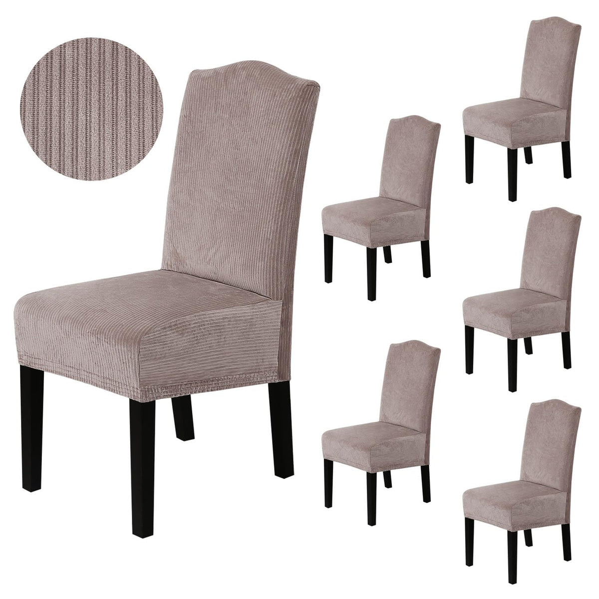 H.VERSAILTEX Dining Chair Covers Velvet Stretch Chair Covers for Dining Room Set of 6 Parson Chair Slipcovers Chair Protectors Covers, Soft Thick Solid Velvet Fabric Washable, Ivory
