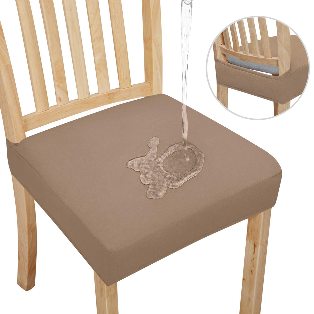 Easy-Going Waterproof Seat Covers for Dining Chairs Set of 4, Ivory