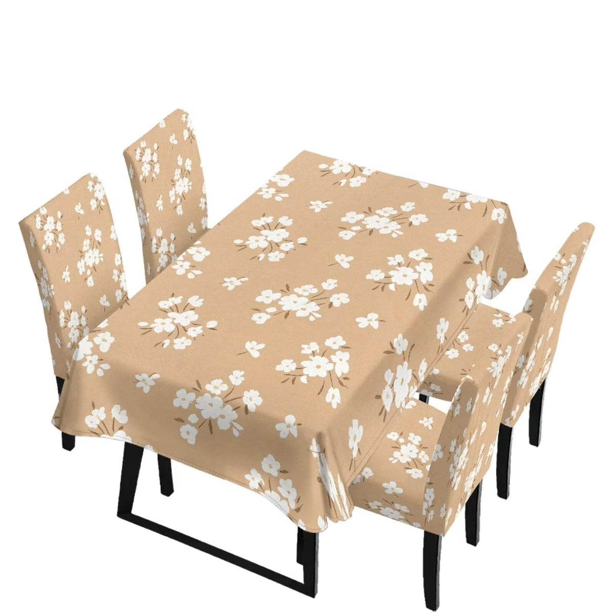 Light Grey 7 Pcs Tablecloth and Chair Covers Set Removable Chair Covers Set of 6 with Table Cover for Dining Room Washable Furniture Protector for Family Gathering Potluck