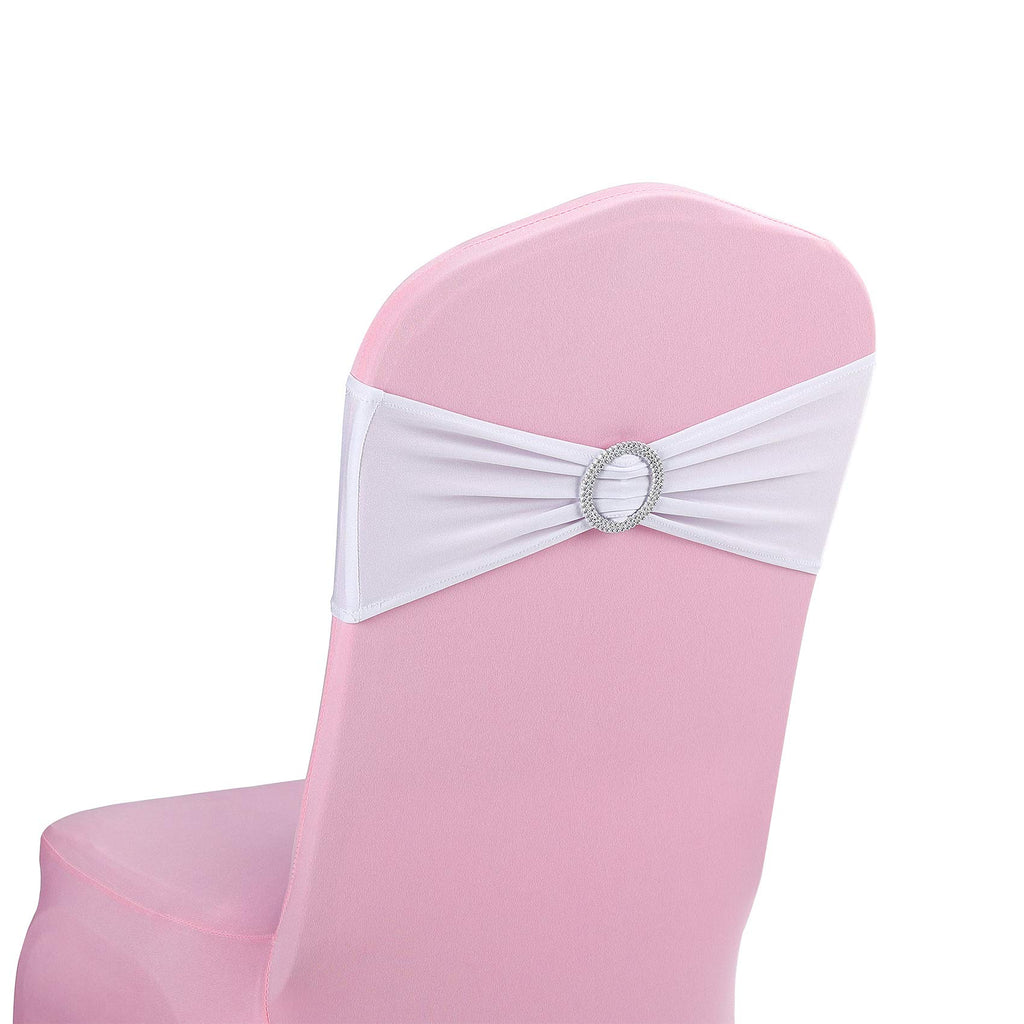 Peomeise 50pcs Fuchsia Spandex Chair Sashes with Buckle Slider for Wedding, Party Decoration