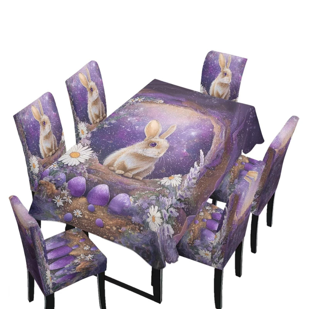 Stain Resistant Tablecloths and Dining Seat Covers Set of 5, Kitchen Chair Slipcovers Washable Table Slipcover Chair Seat Covers for Kitchen Restaurant, Chicken Cactus Print