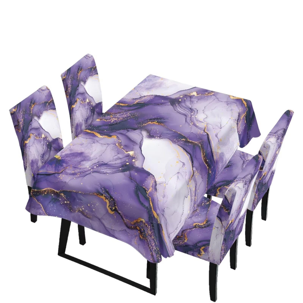 Table Cloth Rectangle Table Set of 5 Include Dining Chair Covers and Tablecloths for Dining Room Banquet, Anti-Scratch Chair Seat Protector Cover, Hummingbird Sunflower Tribe Print