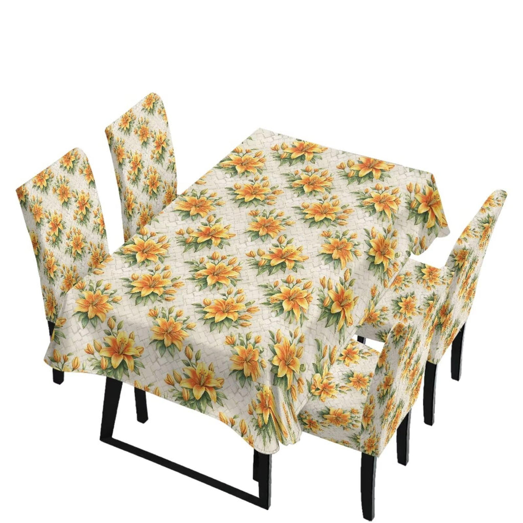 Stretch Dining Table Cloth and Chair Covers Set, 4 Seater Table Cover Anti-Wrinkle Parsons Chair Slipcovers Machine Washable Seat Protector for St. Patrick's Day Decor, Green Shamrock