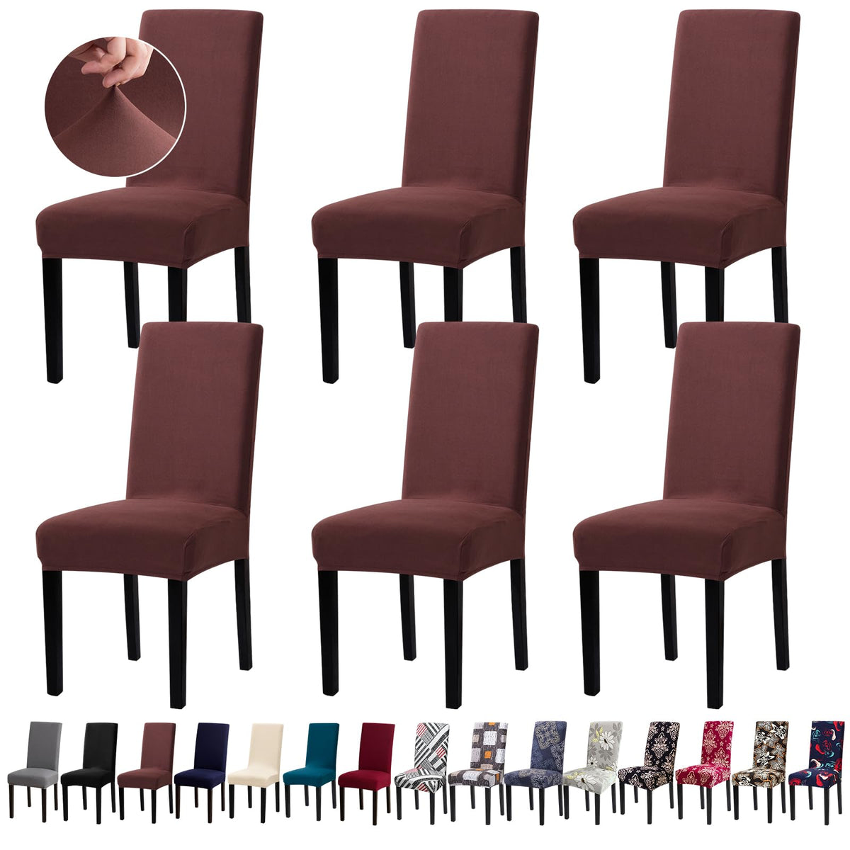 Chair Covers, Stretch Dining Room Chair Covers Set of 6, Removable Washable Dining Chair Slipcovers for Home, Hotel, Banquet