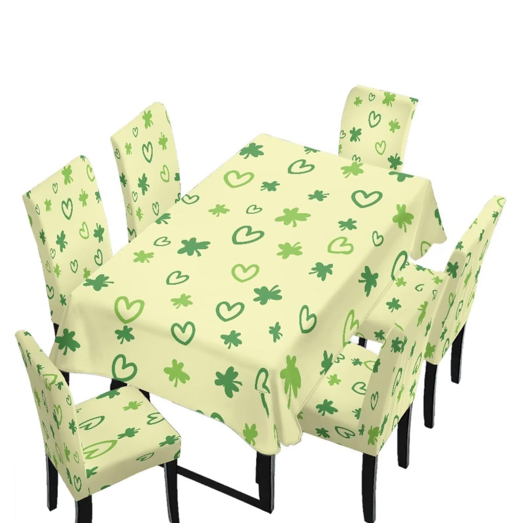 Light Grey 7 Pcs Tablecloth and Chair Covers Set Removable Chair Covers Set of 6 with Table Cover for Dining Room Washable Furniture Protector for Family Gathering Potluck
