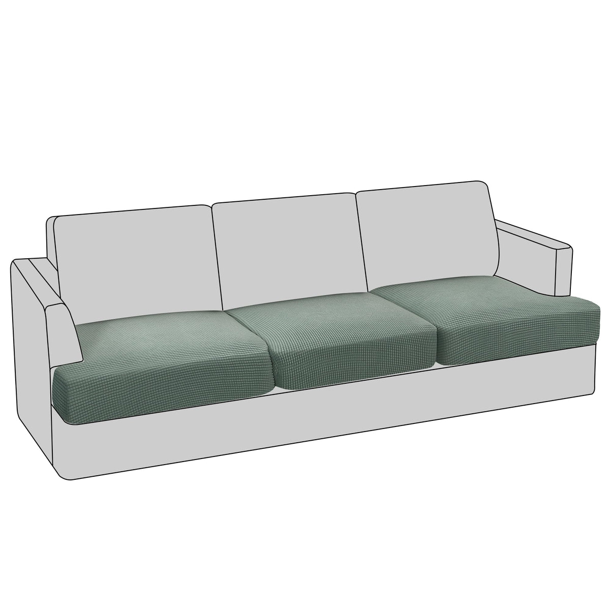 PrinceDeco T Cushion Loveseat Slipcover - 3 Pieces Sofa Cover for 2 Cushion Couch with 2 Individual T Shape Seat Covers Width Up to 76 Inch - Stretch, Machine Washable, Porcelain