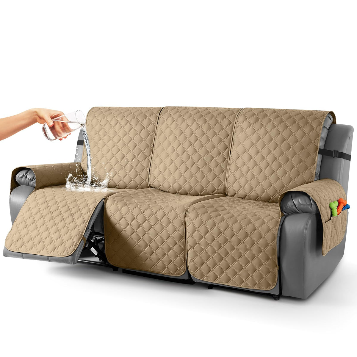 TAOCOCO 100% Waterproof Loveseat Recliner Covers Reversible, Charcoal Gray
