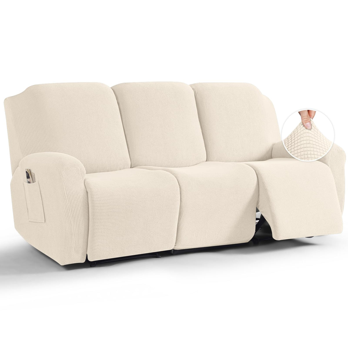 TAOCOCO Stretch Loveseat Recliner Covers 6 Piece, Charcoal Grey