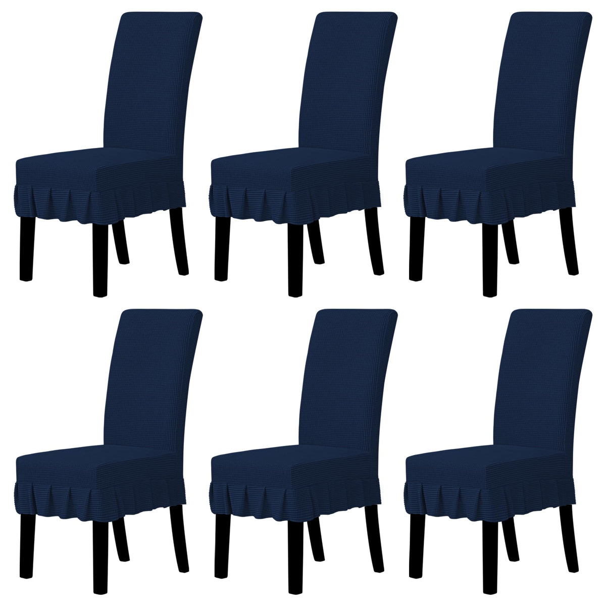 Easy-Going 2 PCS Stretch Dining Room Chair Covers with Skirt, Light Gray