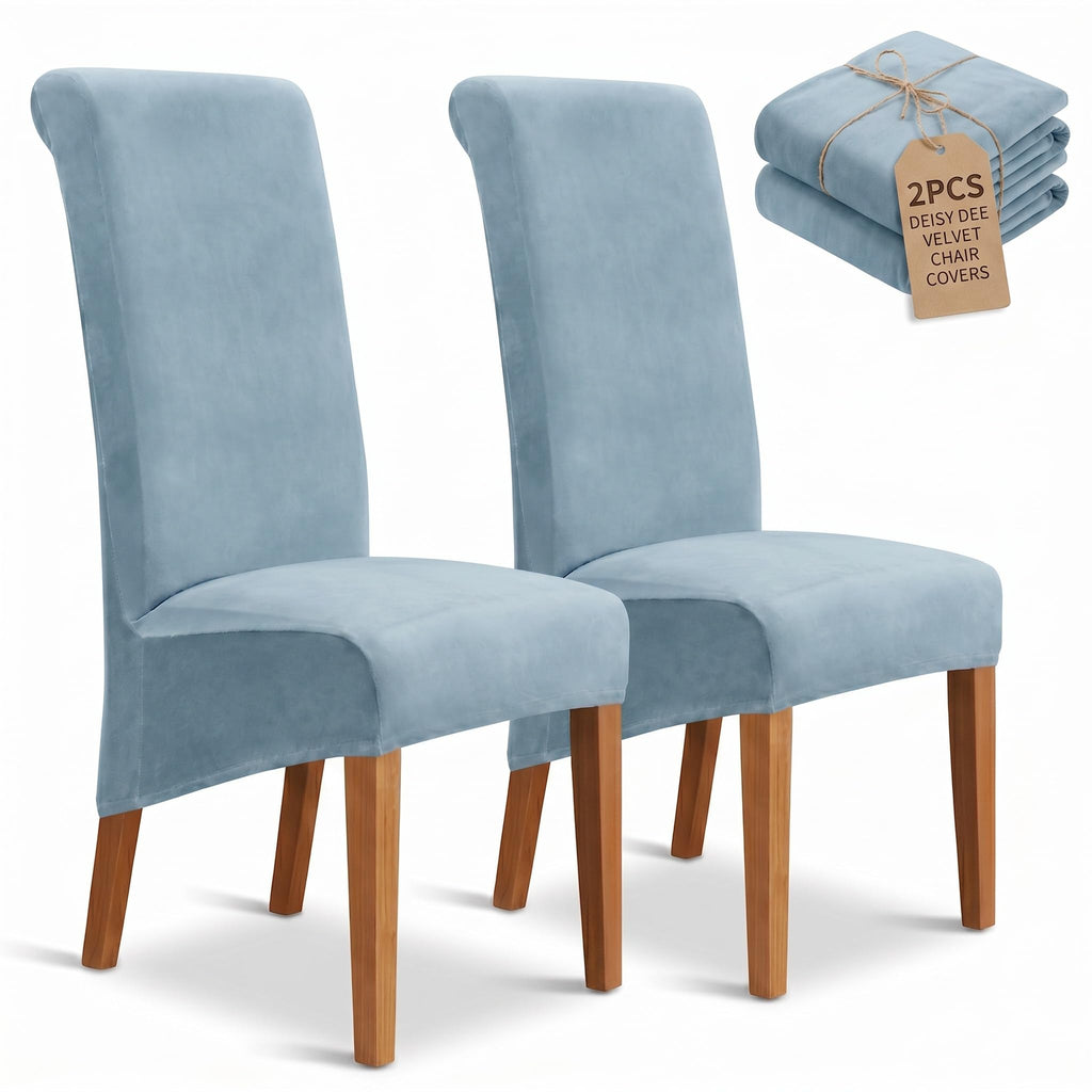 Velvet Dining Chair Covers Set of 2, Extra Large XL Oversized Stretch Parsons Chair Slipcovers for High Back Dining Room Kitchen, Non-Slip Removable Washable Chair Protectors,Khaki