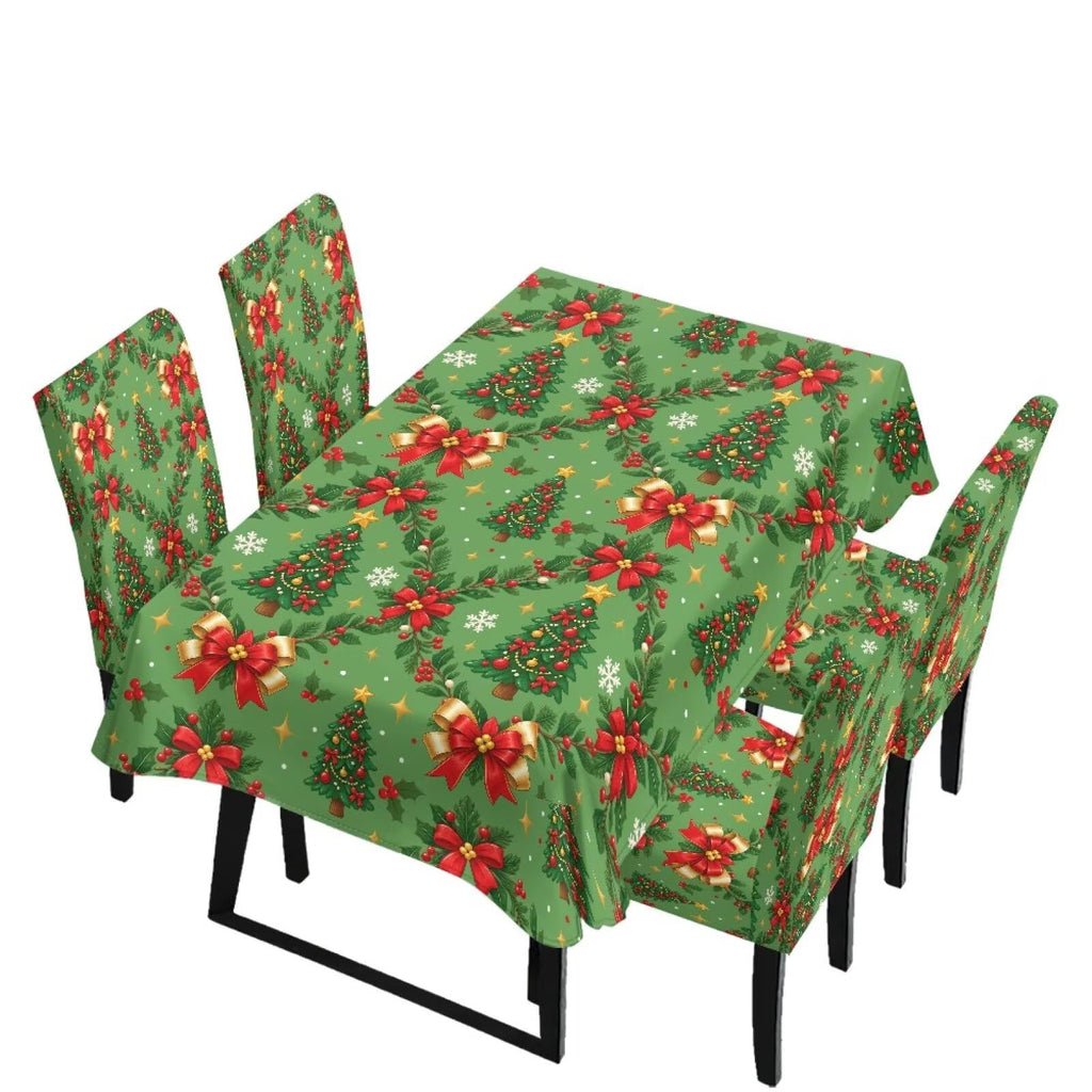 Poinsettia Dining Table & Chair Cover Set for Christmas, Stretch