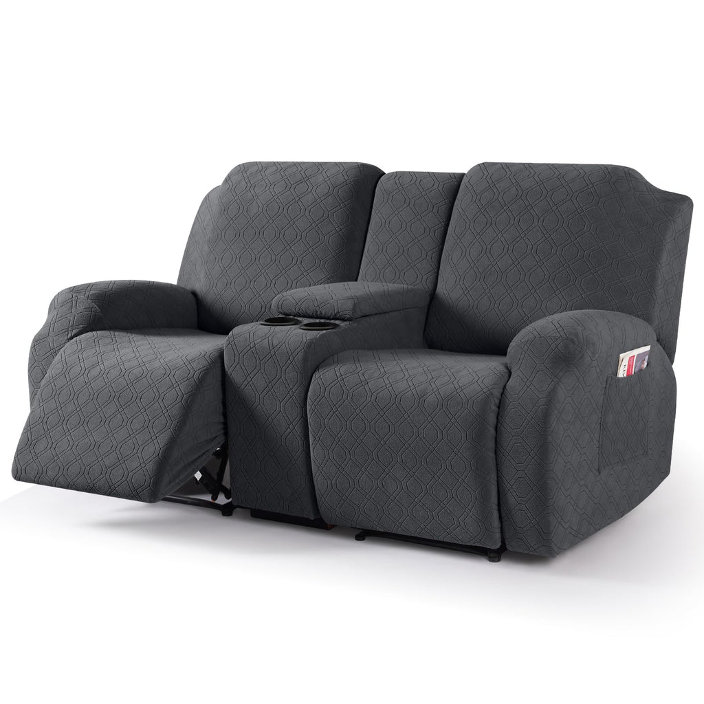 VANSOFY Stretch Recliner Loveseat Cover with Middle Console, Chocolate