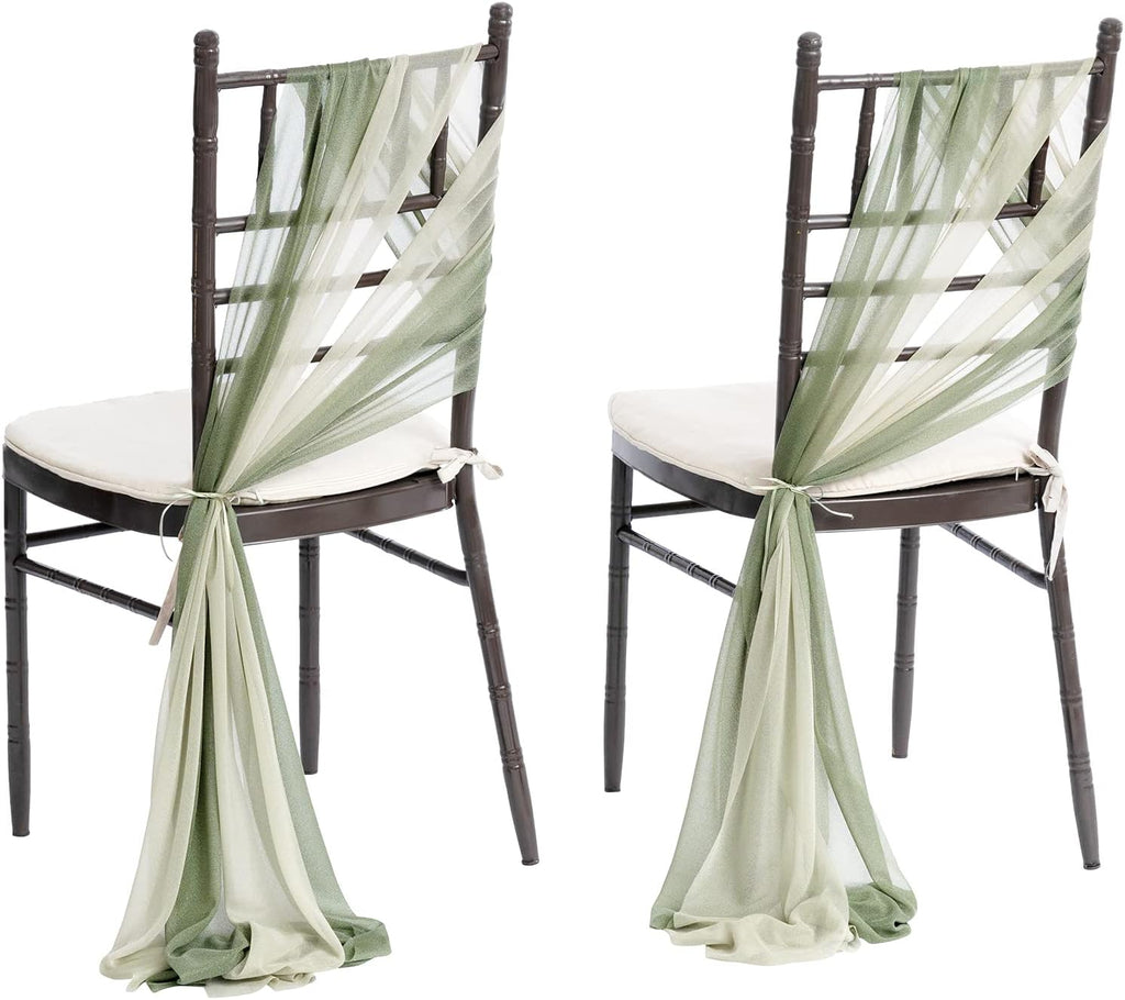 Ling's moment Chair Sashes Wedding Aisle Decorations Sage Milky Green 16pcs