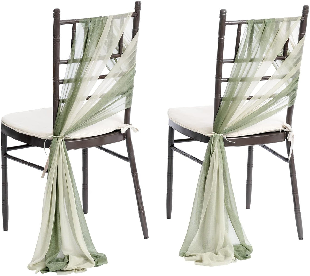 Ling's moment Chair Sashes Wedding Aisle Decorations Sage Milky Green 16pcs