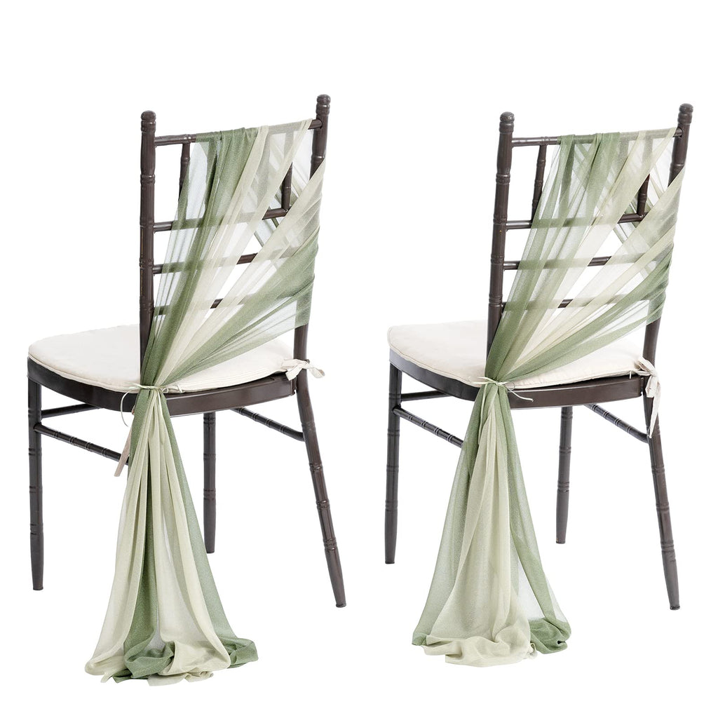 Ling's moment Chair Sashes Wedding Aisle Decorations Sage Milky Green 16pcs