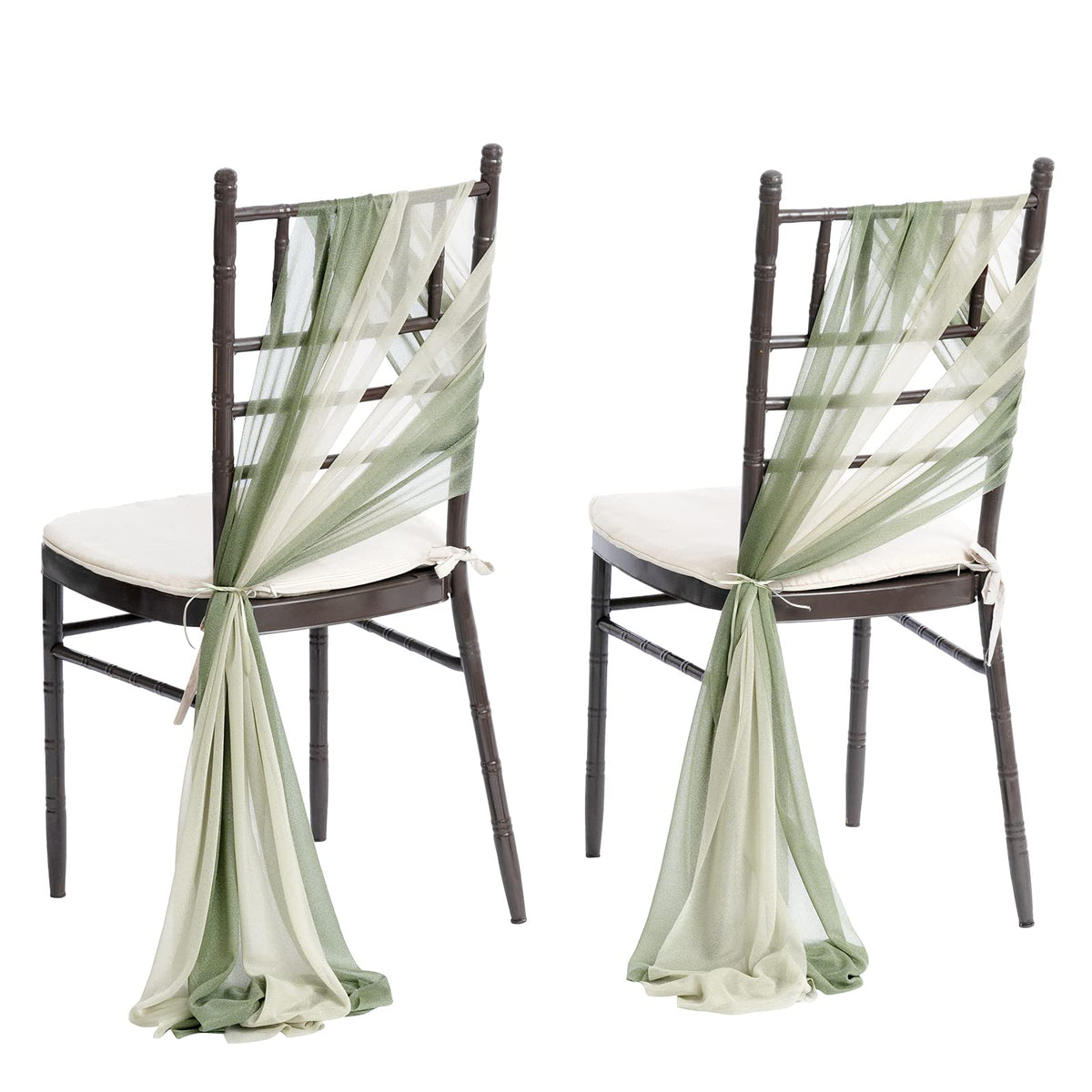 Ling's moment Chair Sashes Wedding Aisle Decorations Sage Milky Green 16pcs