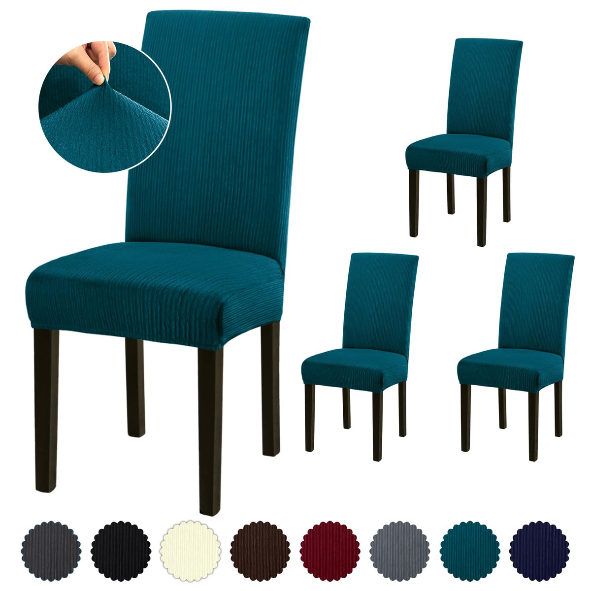 Stretch Dining Room Chair Covers Set of 6, Removable Washable Chair Covers for Dining Chairs,Dining Room, Hotel, Ceremony